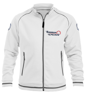 Sweat veste ambulancier blanche avec liseré bleu marine